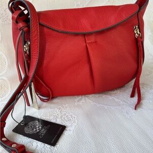 Vince Camuto Vibrant Red Leather Shoulder Bag
